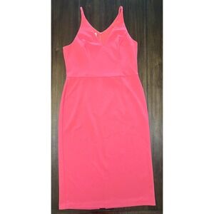 Donna Morgan Sleeveless V Neck Sheath Dress Coral Pink Size 16